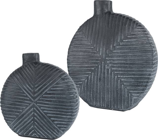 Zarek Black Vase, Set of 2 - Thumbnail - Image 1