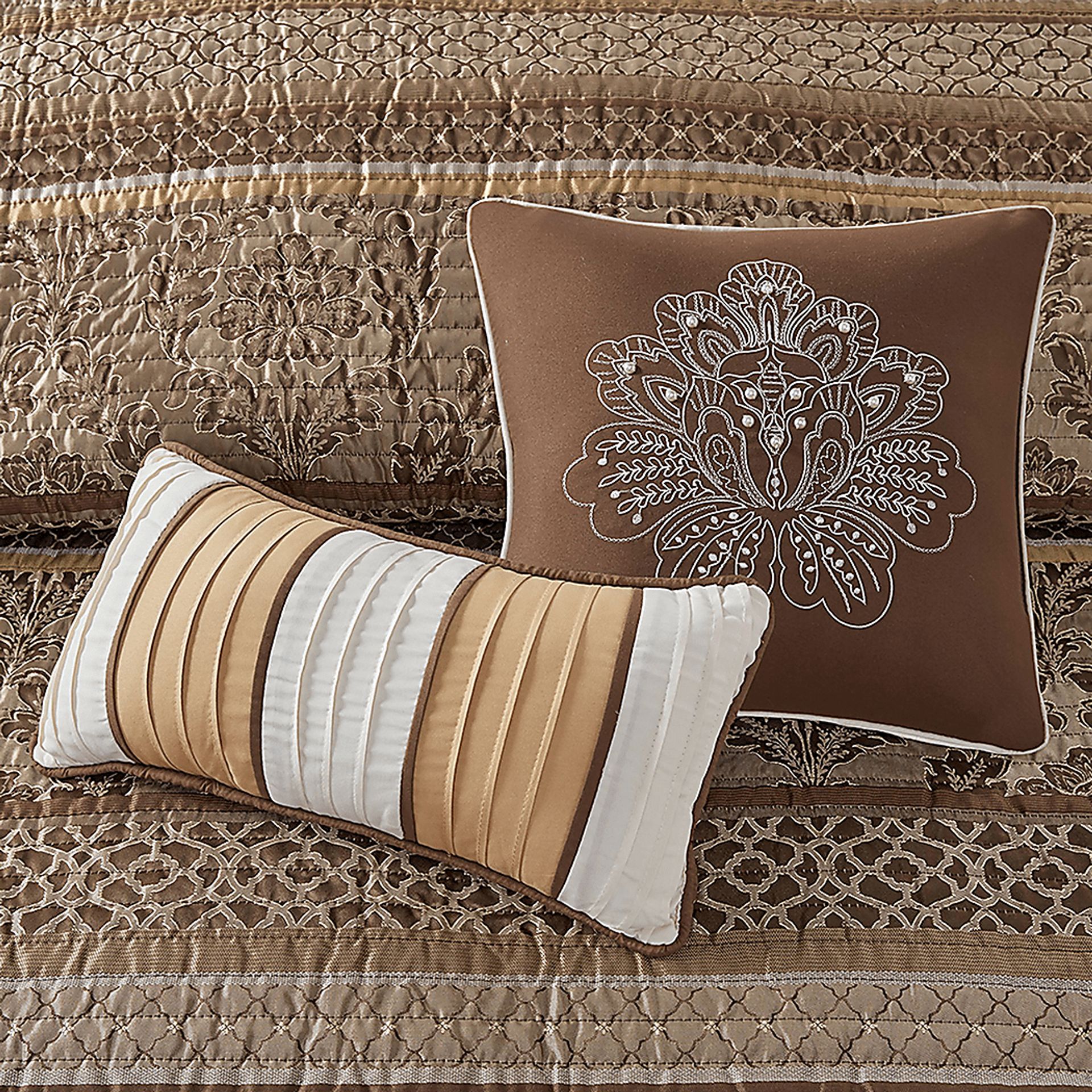 Zavis Brown 6 pc Full/ Queen Quilt Set - Image 9
