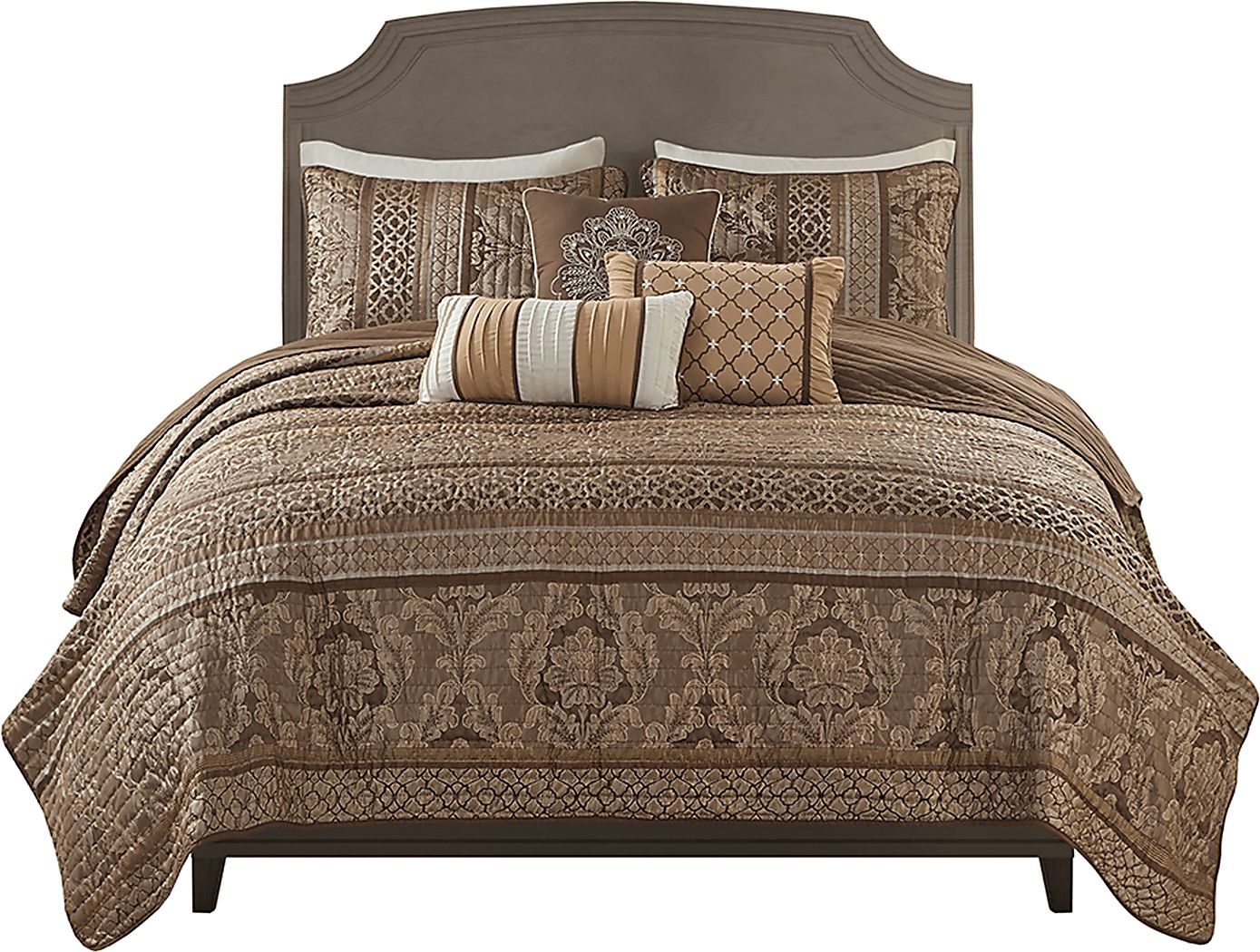 Zavis Brown 6 pc Full/ Queen Quilt Set