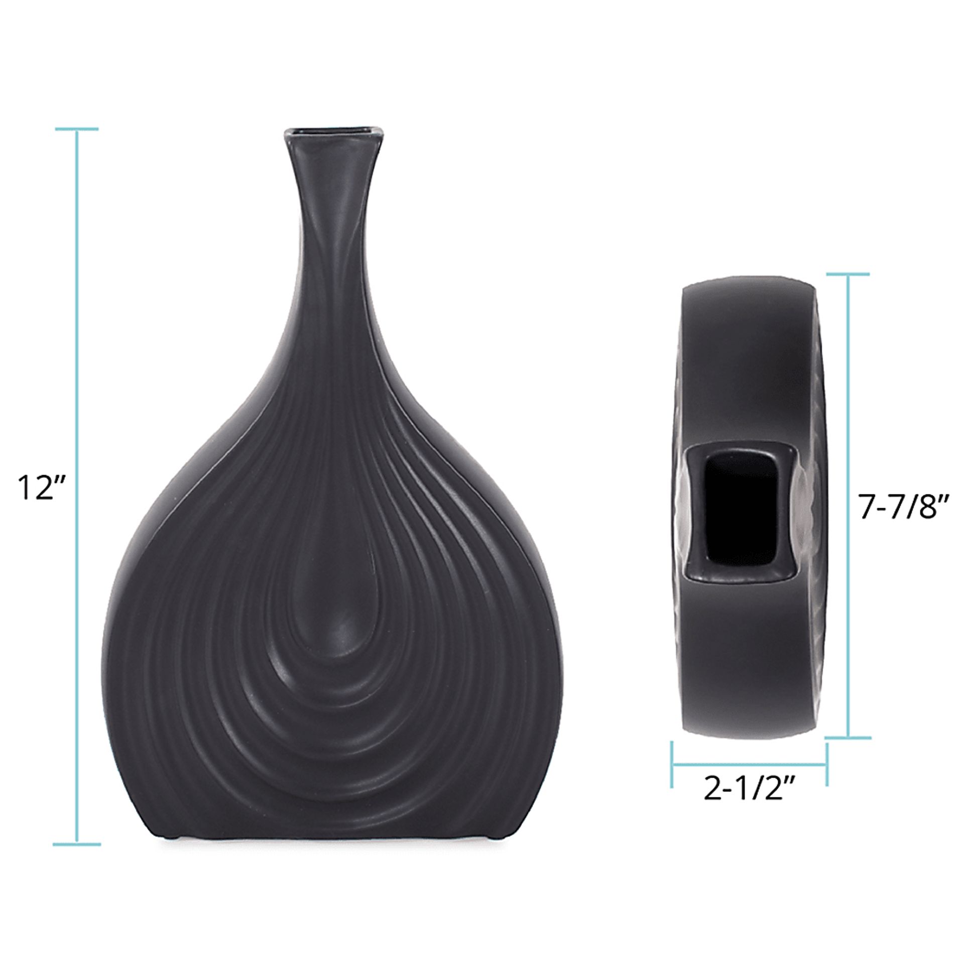 Zayd Black Low Vase - Image 10