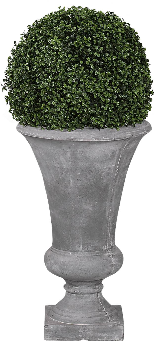 Zelen Green 36 in. Artificial Boxwood Ball in Gray Urn - Thumbnail - Image 1