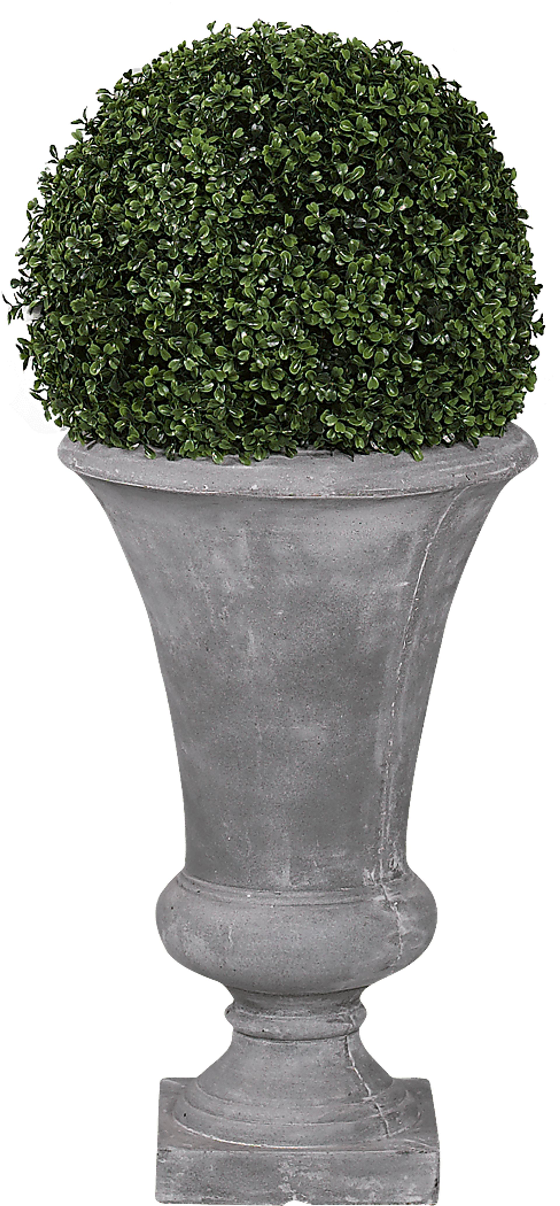 Zelen Green 36 in. Artificial Boxwood Ball in Gray Urn - Image 1