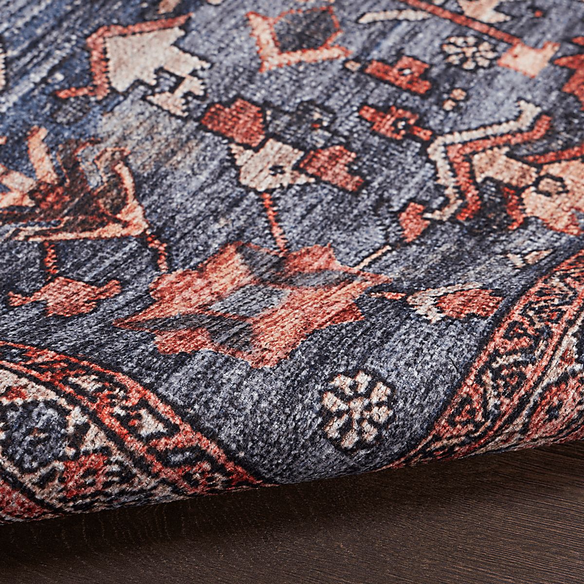 Zelesh Brick,Navy Blue,Red Rugs | Rooms to Go
