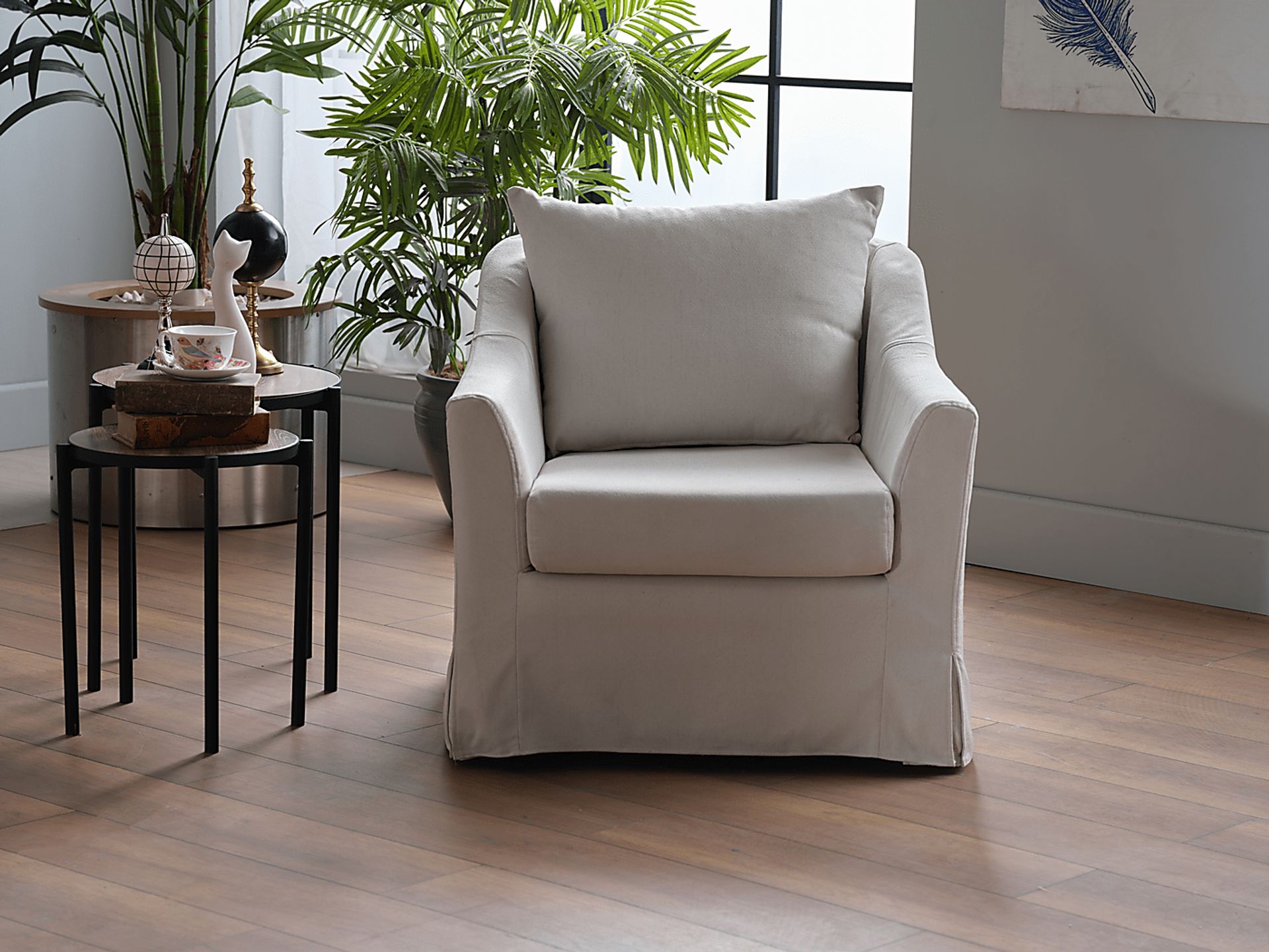 Zelkova Beige Swivel Accent Chair and Ottoman - Image 13