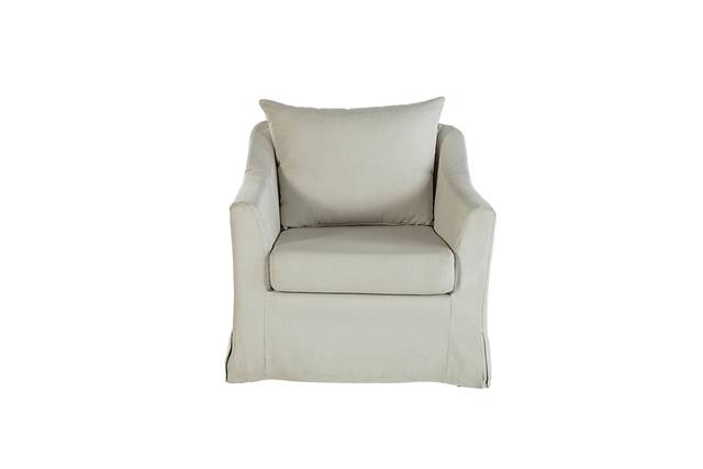 Zelkova Beige Swivel Accent Chair and Ottoman - Thumbnail - Image 2