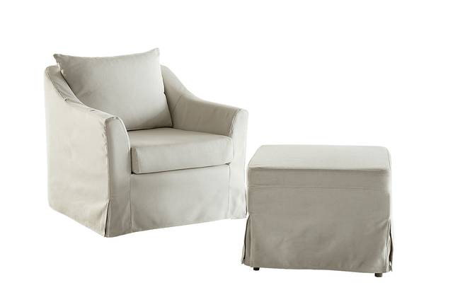 Zelkova Beige Swivel Accent Chair and Ottoman - Thumbnail - Image 8