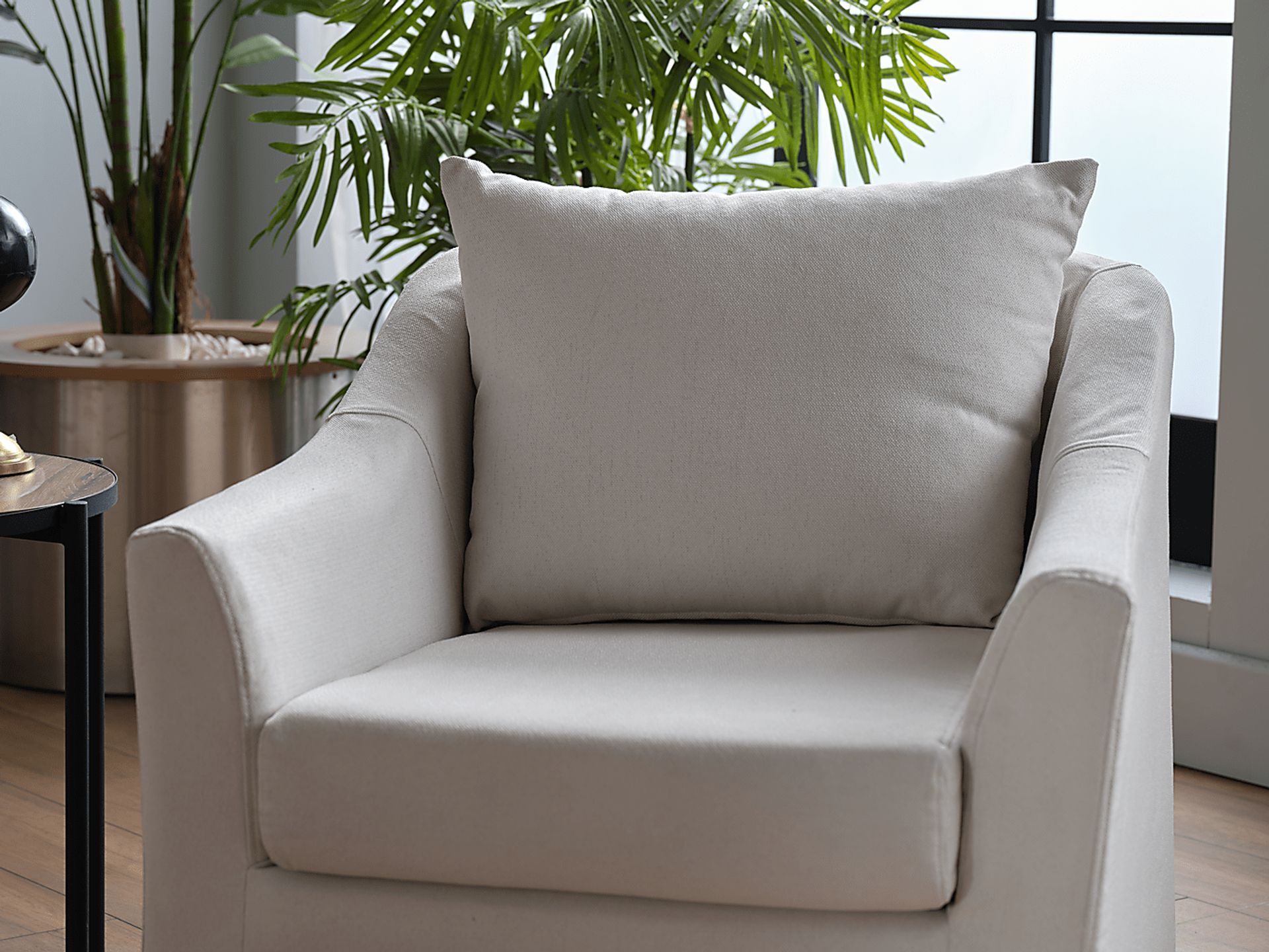 Zelkova Beige Swivel Accent Chair and Ottoman - Image 10