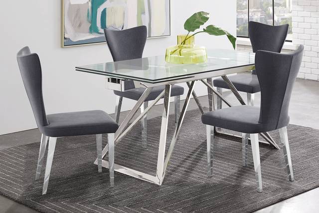 Zenica Silver Rectangle Dining Table - Thumbnail - Image 2