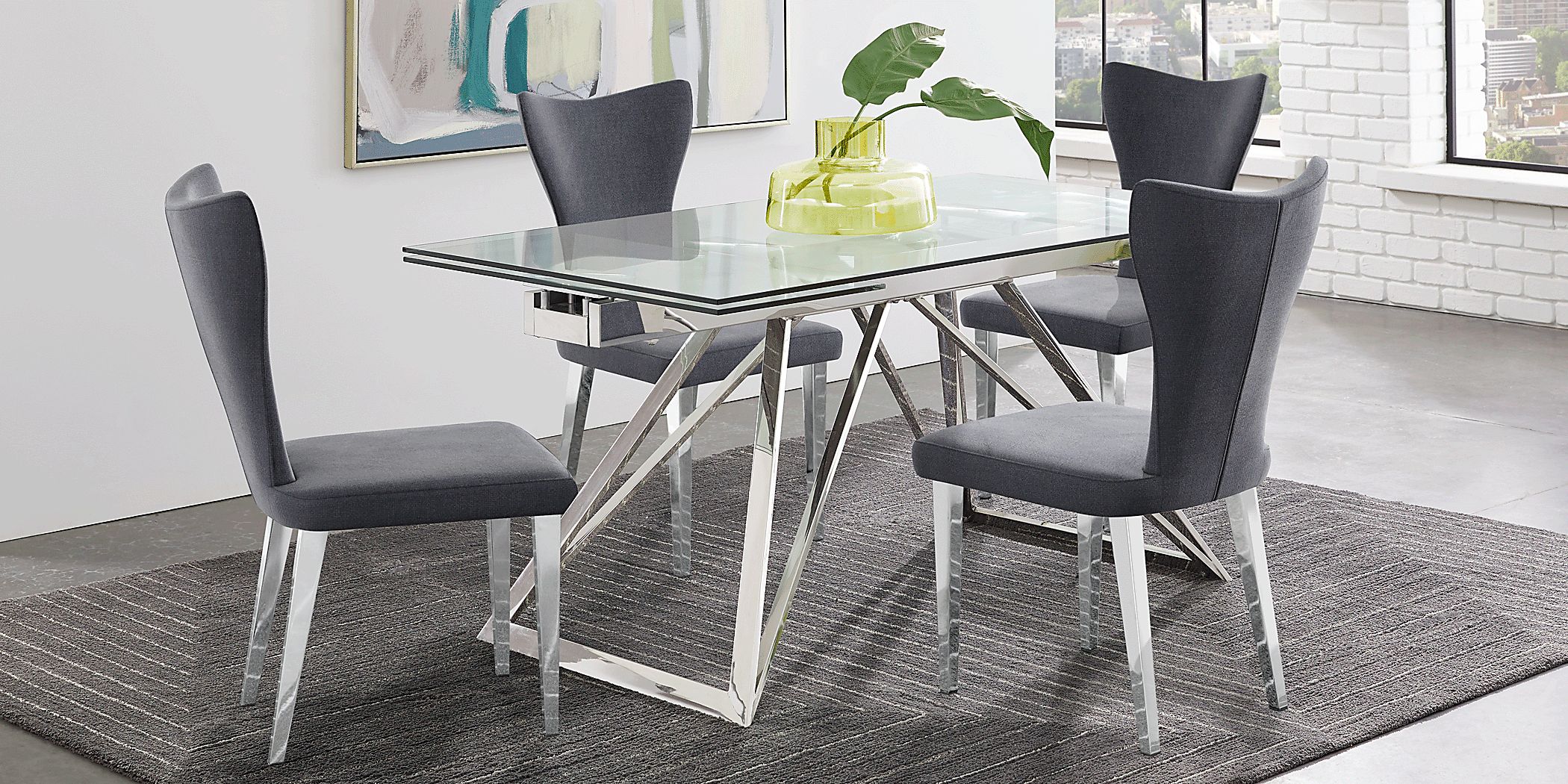 Zenica 5 Pc Silver Gray Charcoal Black,Gray Dining Room Set Zenica 5 Pc Silver Gray Charcoal Black,Gray Dining Room Set