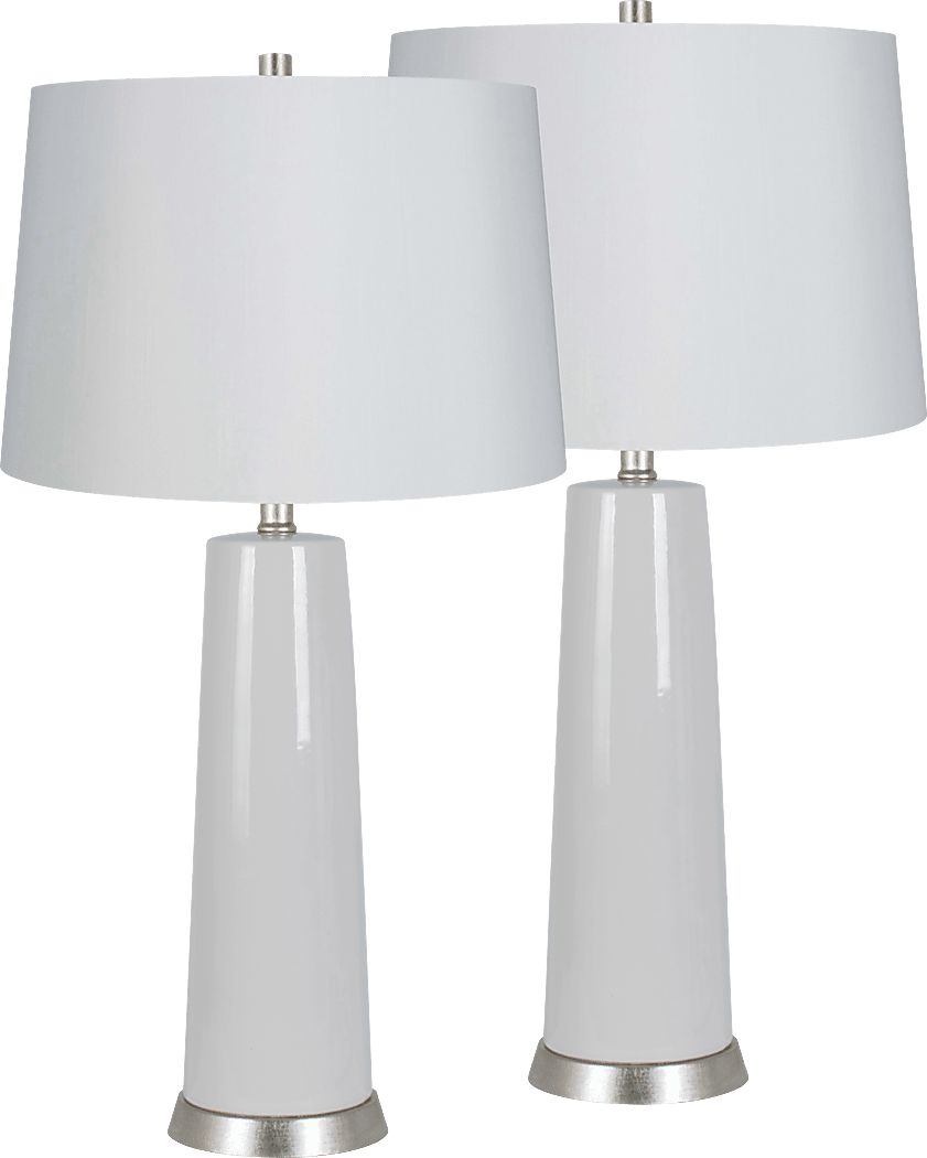 Zenna Road White Table Lamps, Set of 2