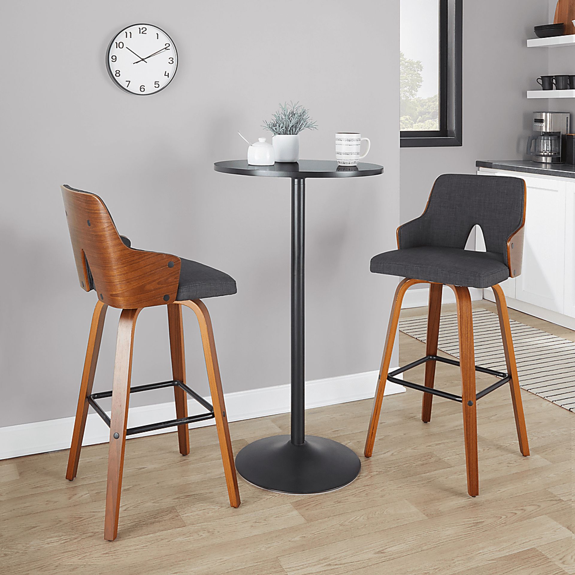 Zennia Black Swivel Barstool, Set of 2 - Image 9