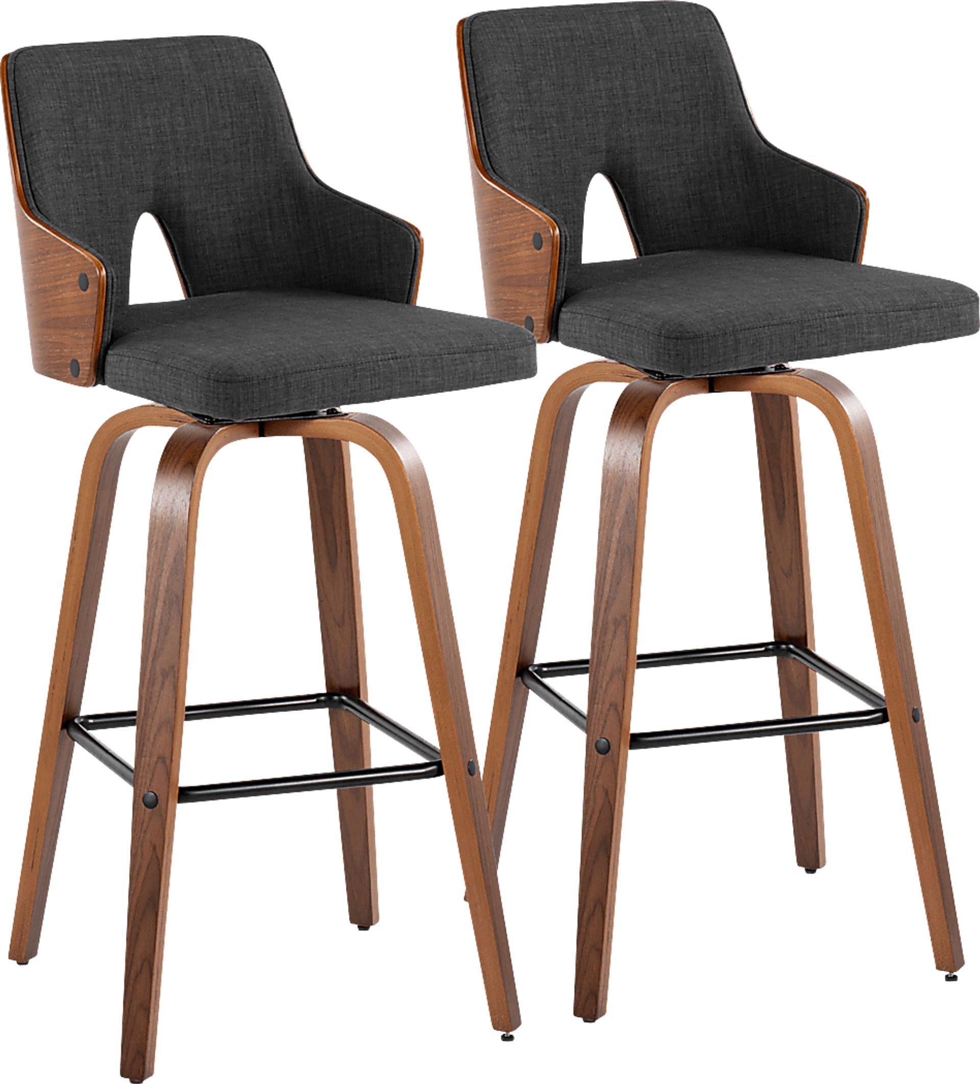 Zennia Black Swivel Barstool, Set of 2 - Image 1