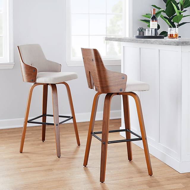Zennia Cream Swivel Barstool, Set of 2 - Thumbnail - Image 2