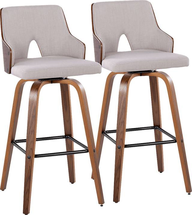 Zennia Cream Swivel Barstool, Set of 2 - Thumbnail - Image 1