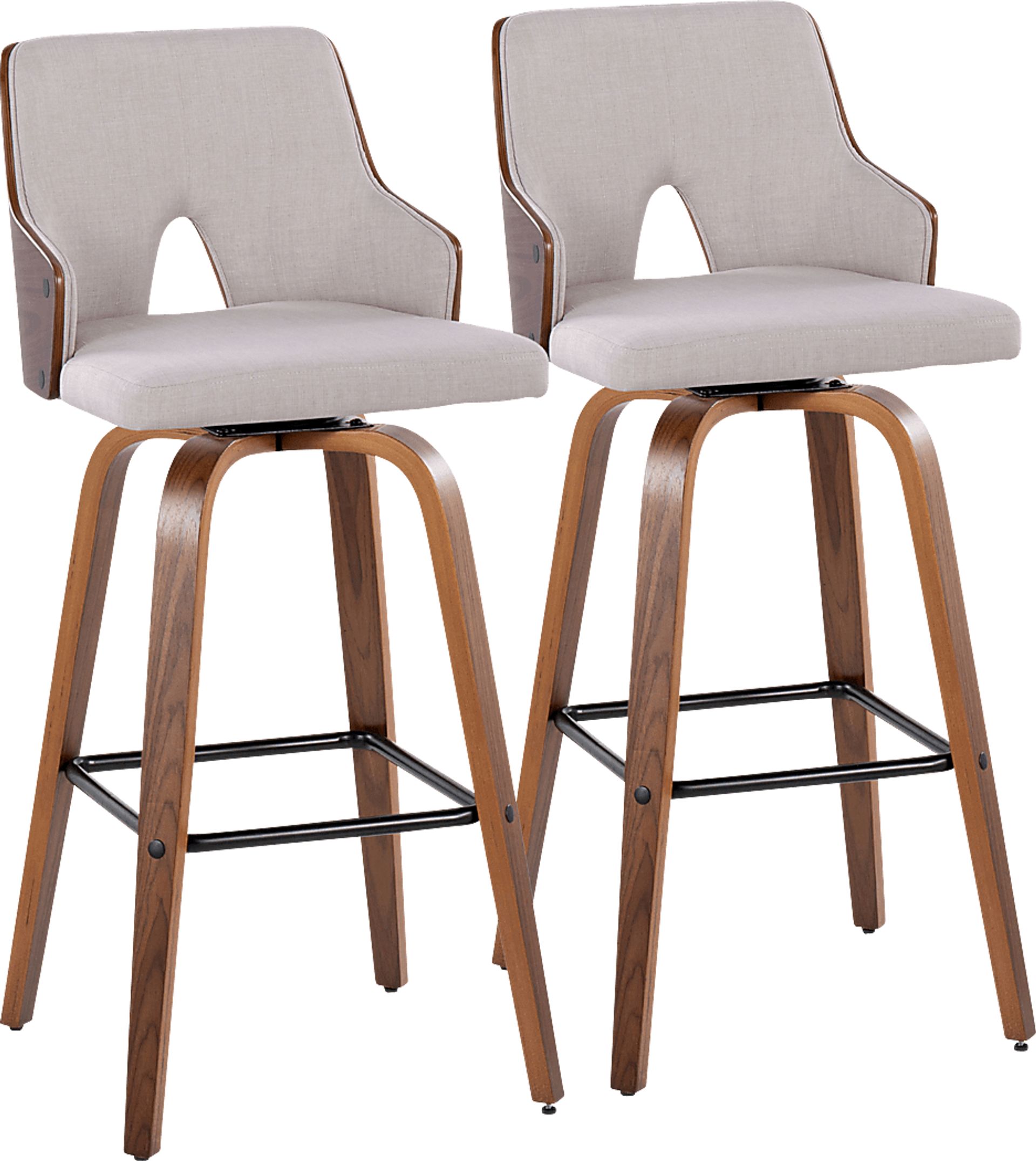 Zennia Cream Swivel Barstool, Set of 2 - Image 1