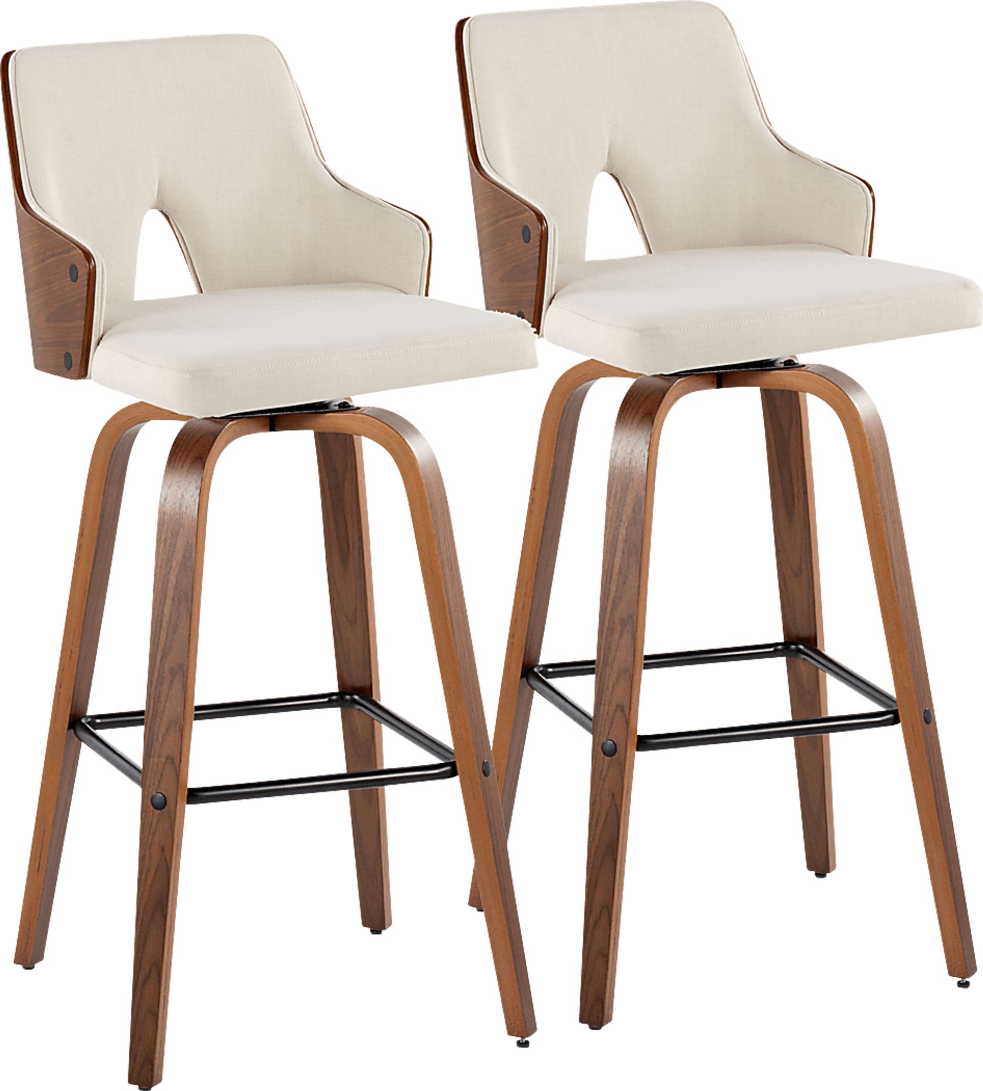 Zennia Cream Swivel Barstool, Set of 2 - Image 1