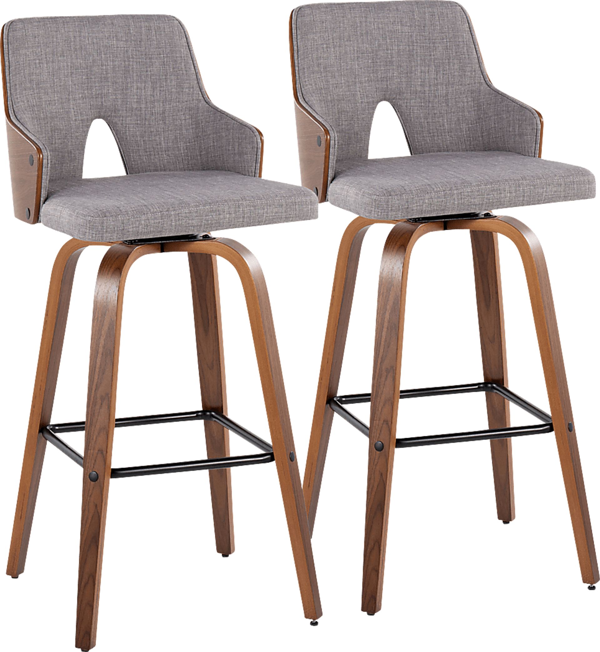 Zennia Gray Swivel Barstool, Set of 2 - Image 1