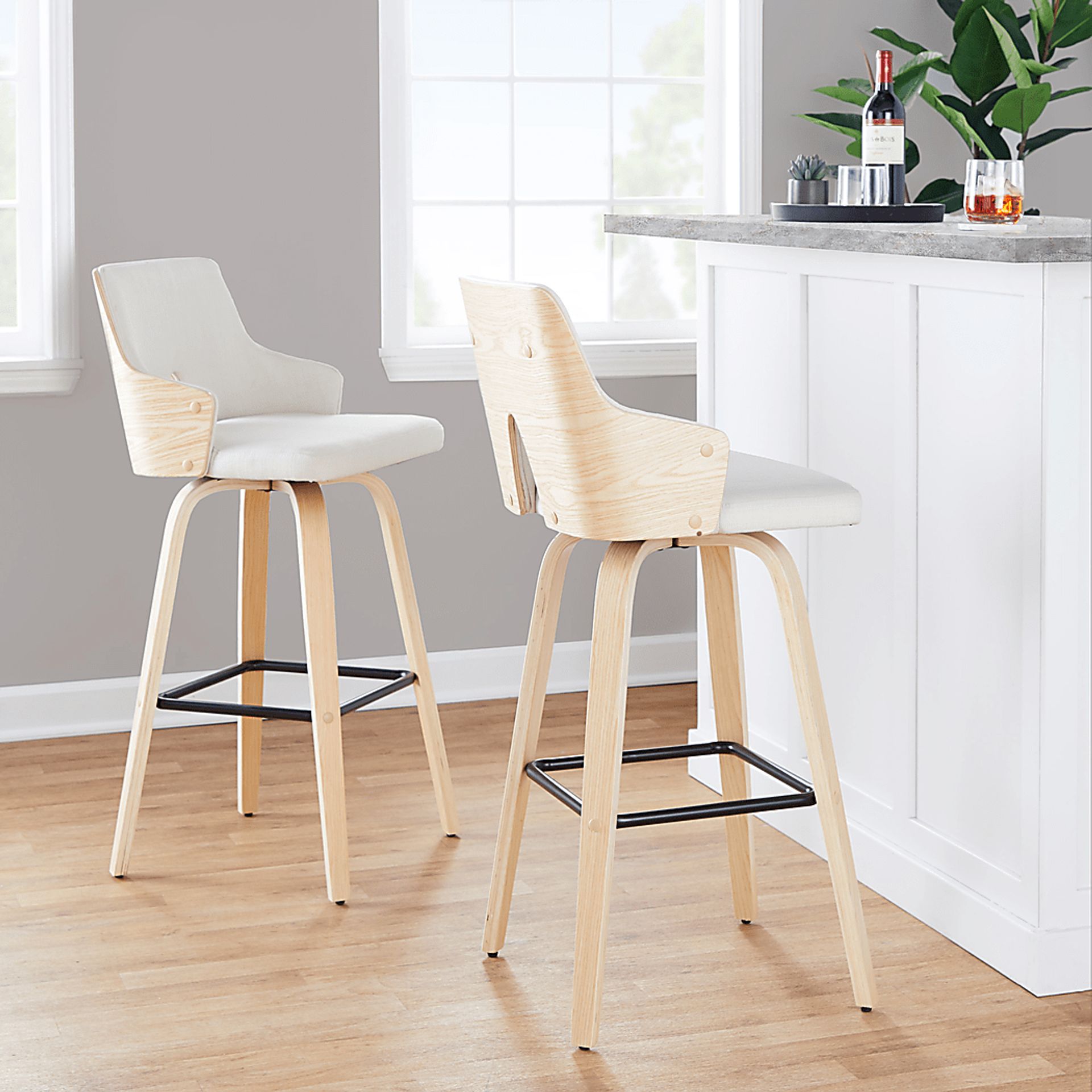 Zennia II Cream Swivel Barstool, Set of 2 - Image 2