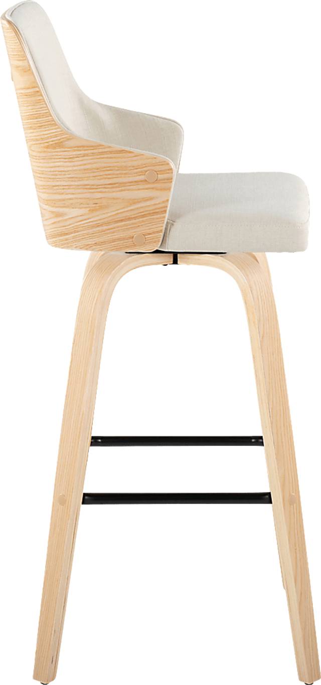 Zennia II Cream Swivel Barstool, Set of 2 - Thumbnail - Image 4