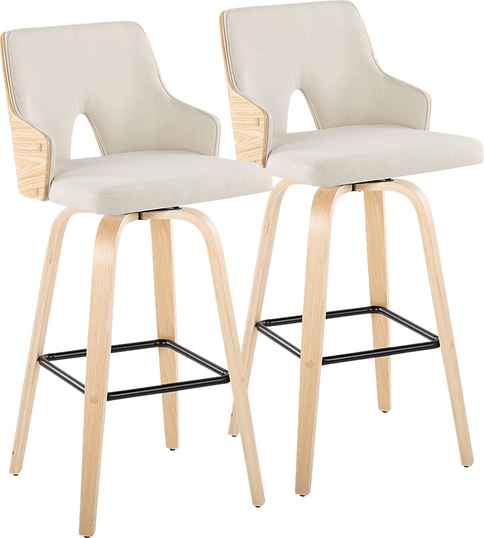 Zennia II Cream Swivel Barstool, Set of 2