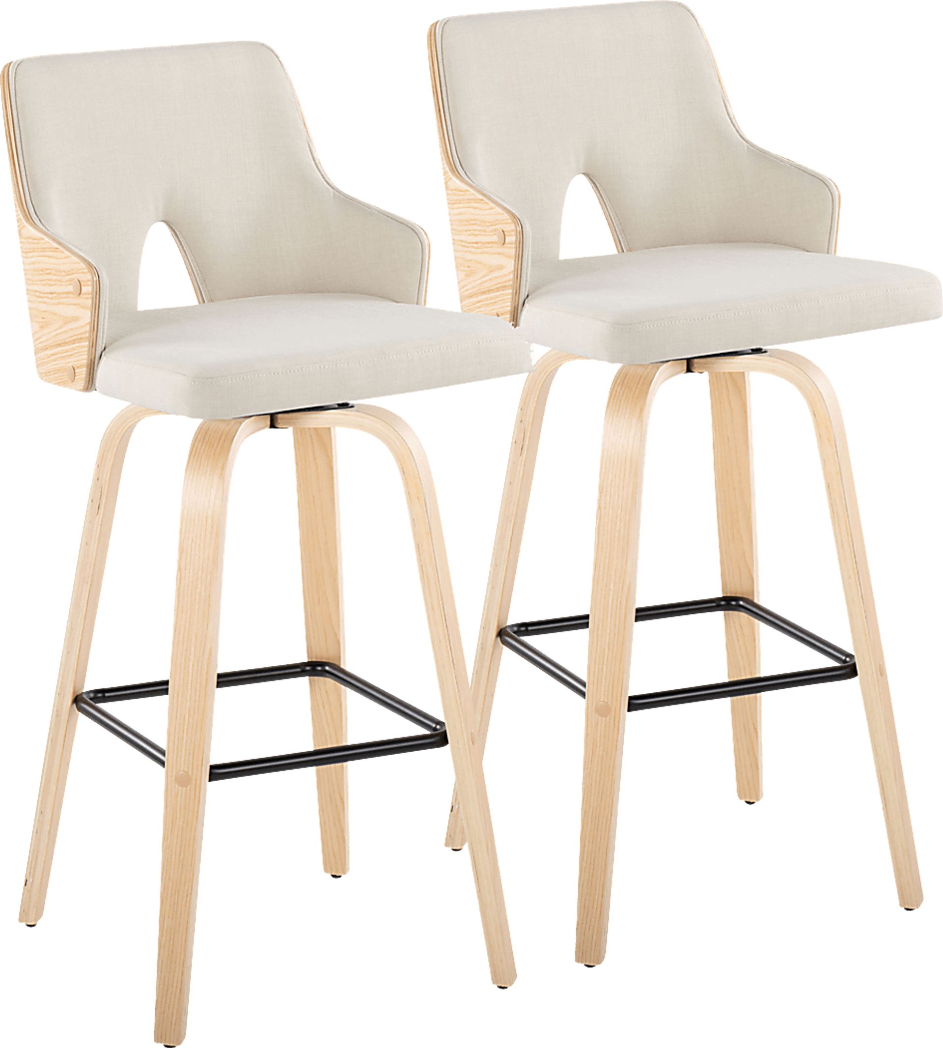 Zennia II Cream Swivel Barstool, Set of 2 - Image 1