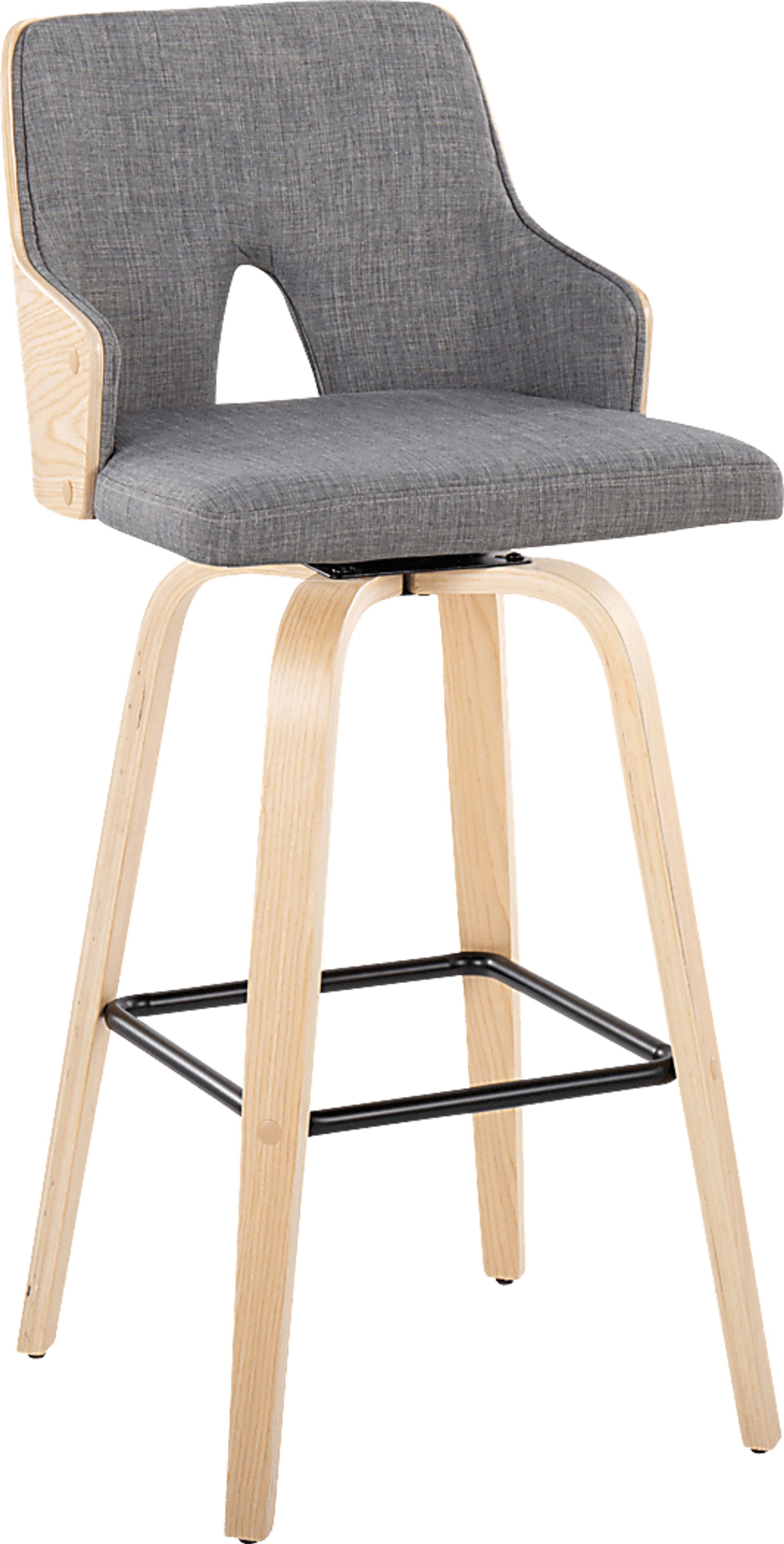 Zennia II Gray Swivel Barstool, Set of 2 - Image 3