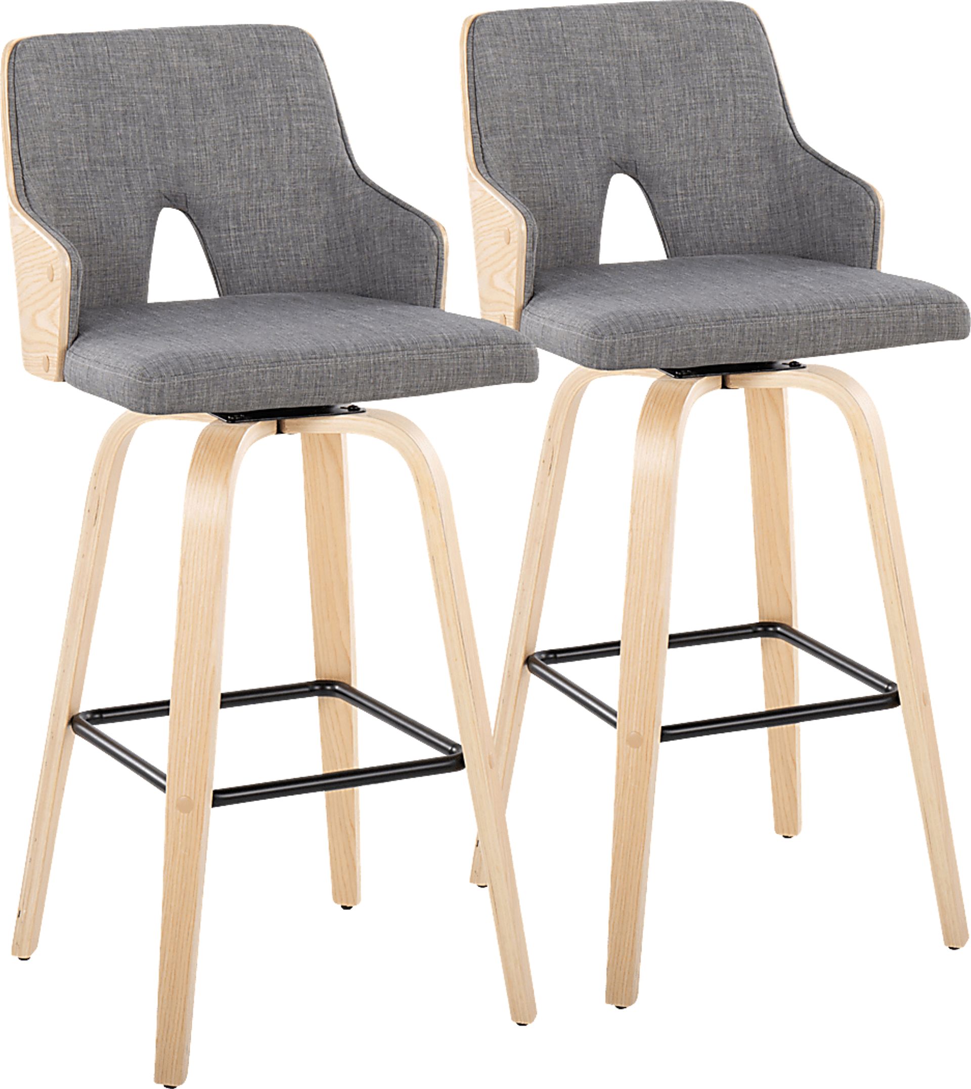 Zennia II Gray Swivel Barstool, Set of 2 - Image 1