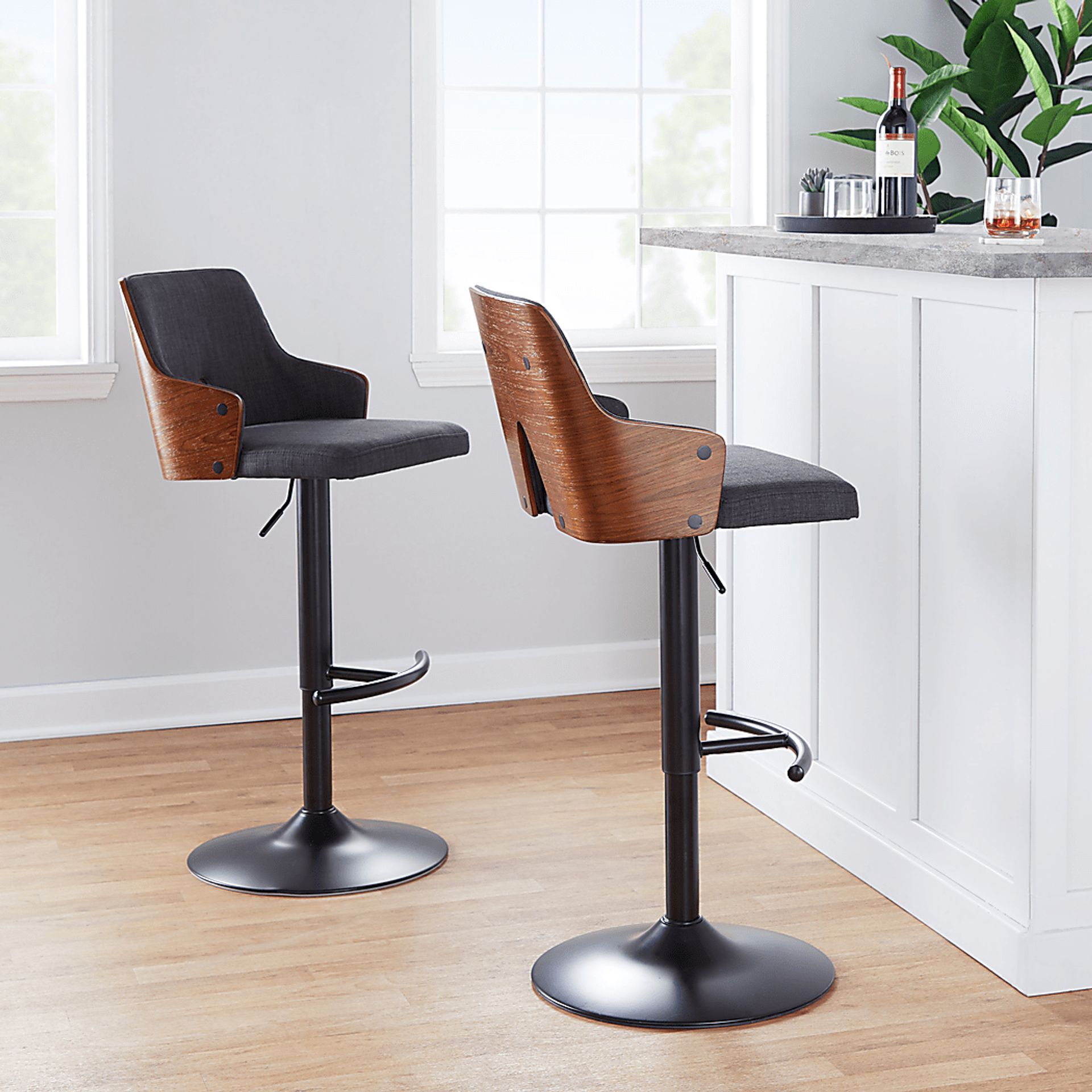 Zennia III Charcoal Adjustable Barstool, Set of 2 - Image 2
