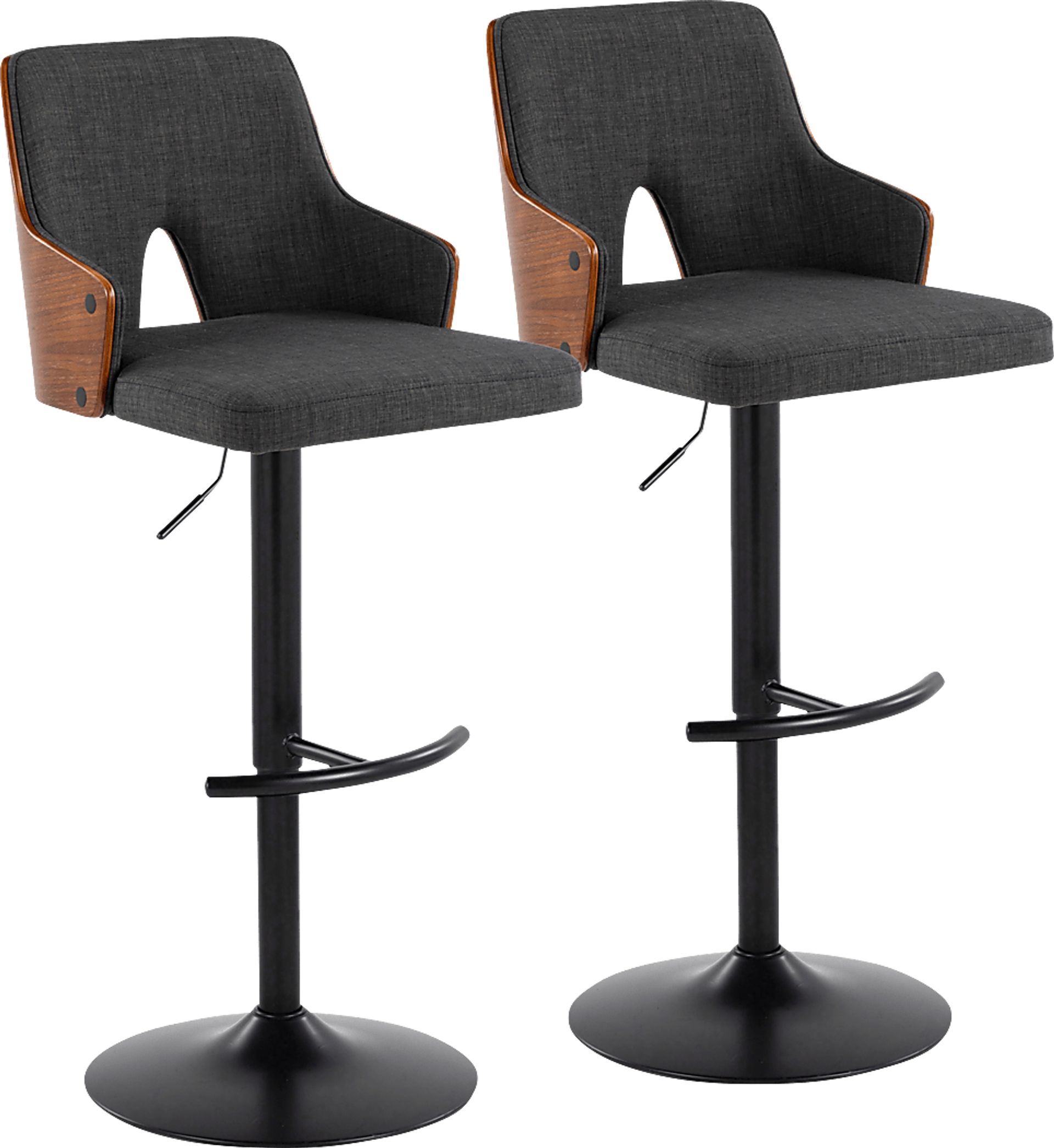 Zennia III Charcoal Adjustable Barstool, Set of 2 - Image 1
