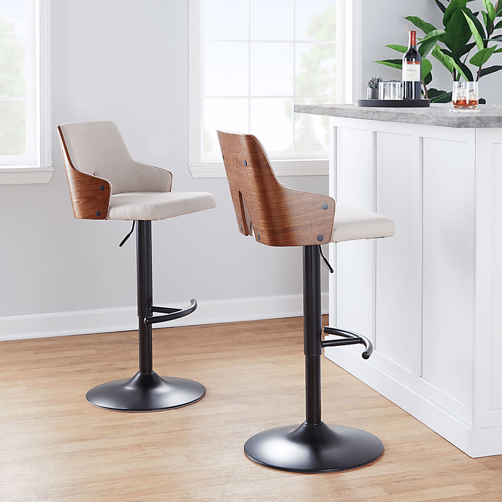 Zennia III Cream Adjustable Barstool, Set of 2 - Image 2