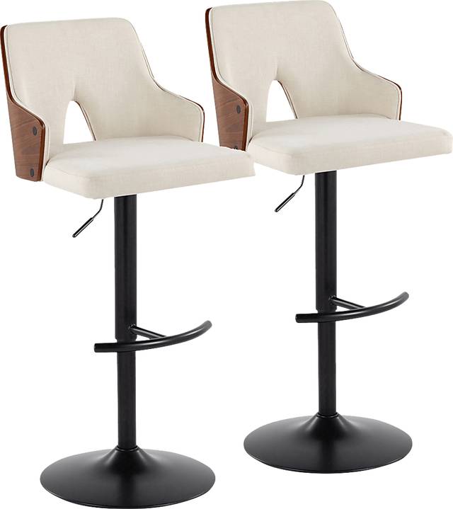 Zennia III Cream Adjustable Barstool, Set of 2 - Thumbnail - Image 1
