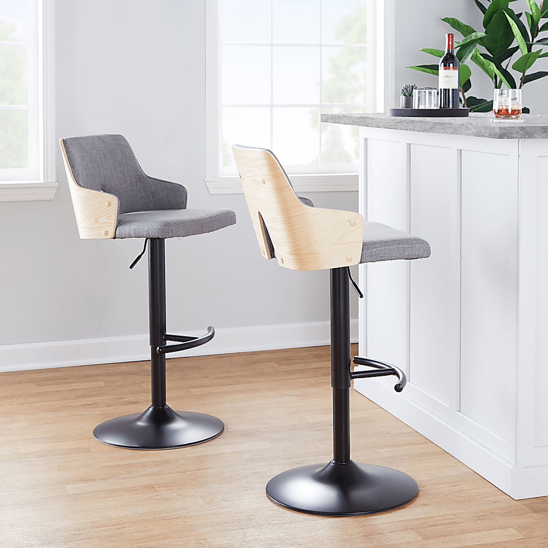 Zennia III Gray Adjustable Barstool, Set of 2 - Image 9