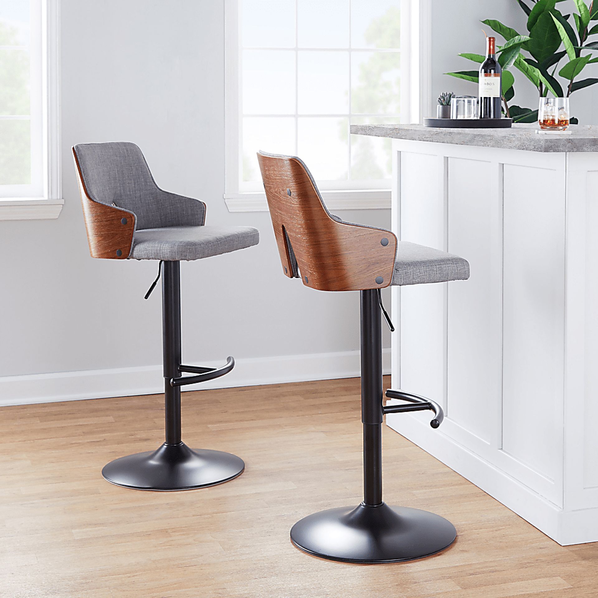 Zennia III Gray Adjustable Barstool, Set of 2 - Image 9