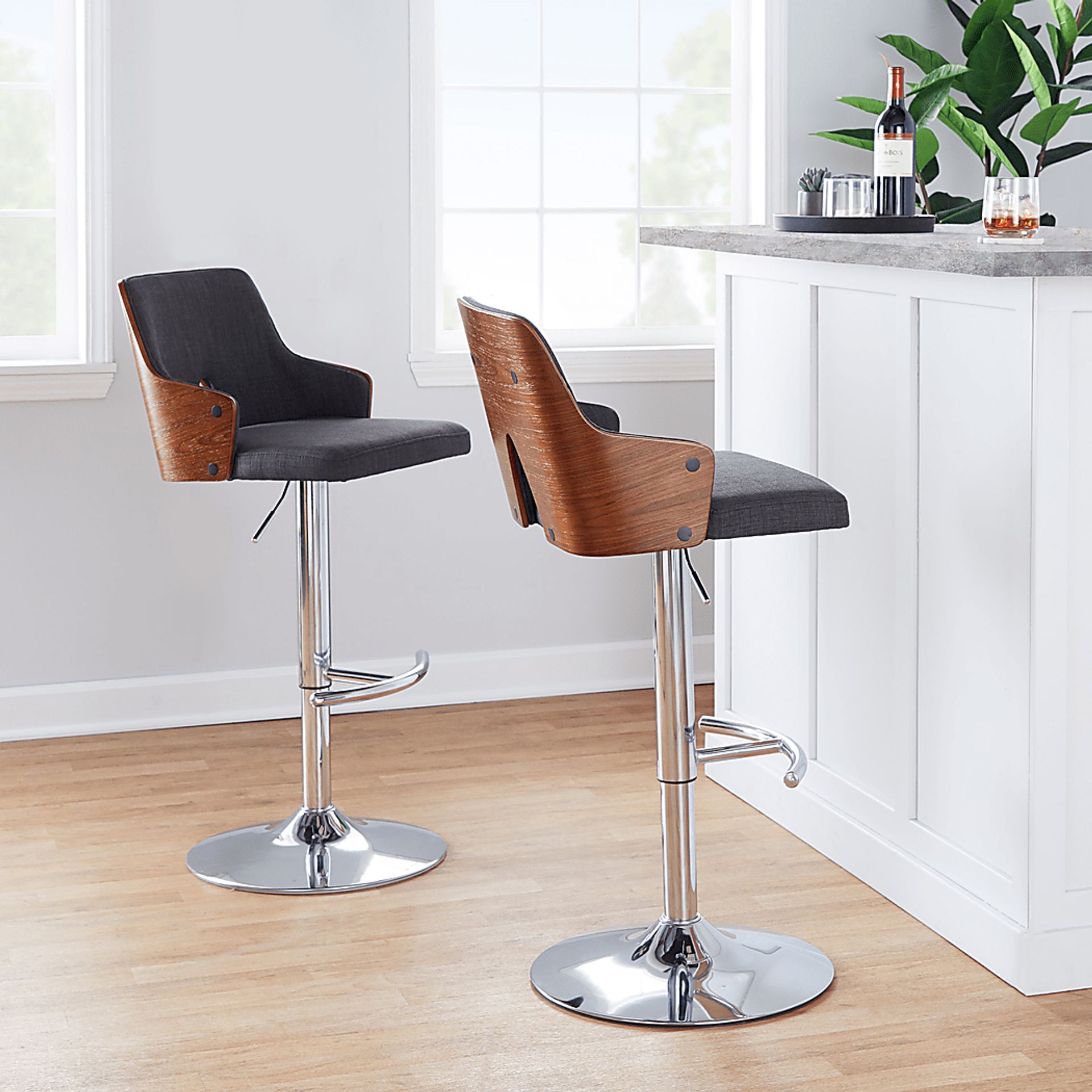 Zennia IV Charcoal Adjustable Barstool, Set of 2 - Image 9