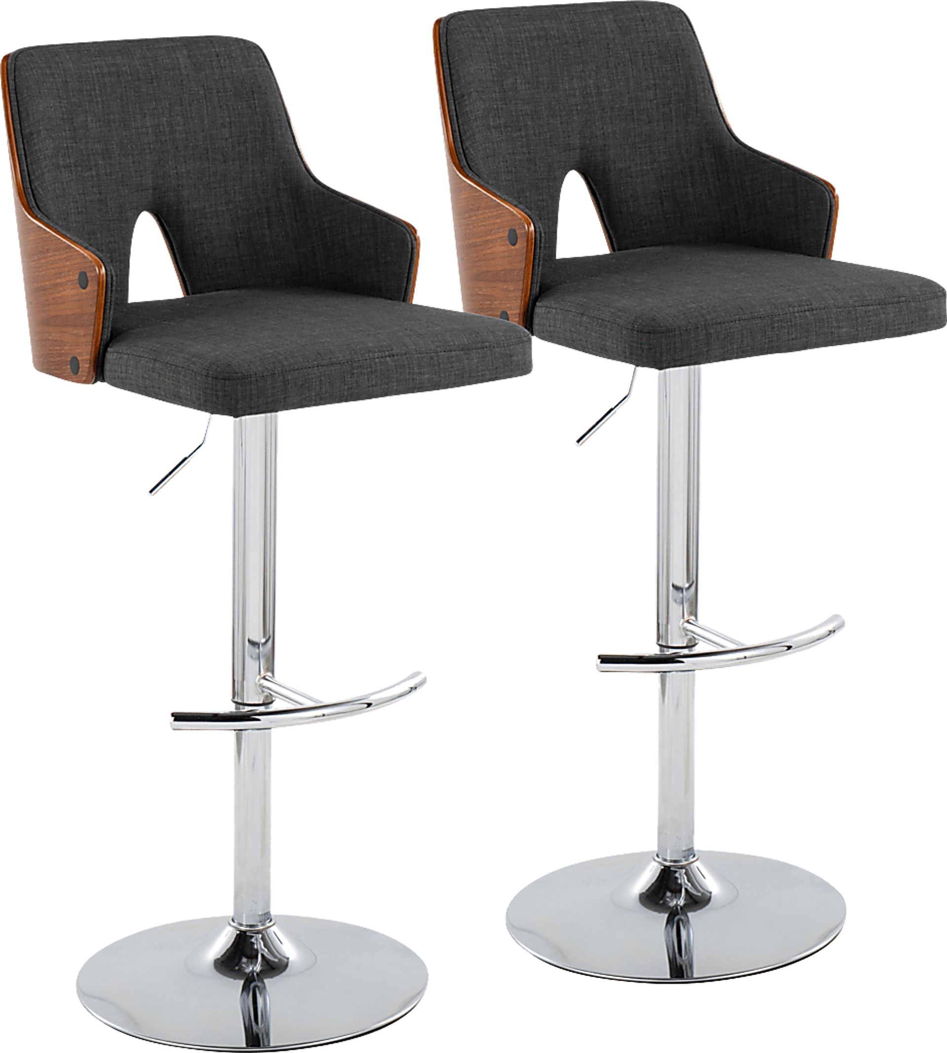 Zennia IV Charcoal Adjustable Barstool, Set of 2 - Image 1