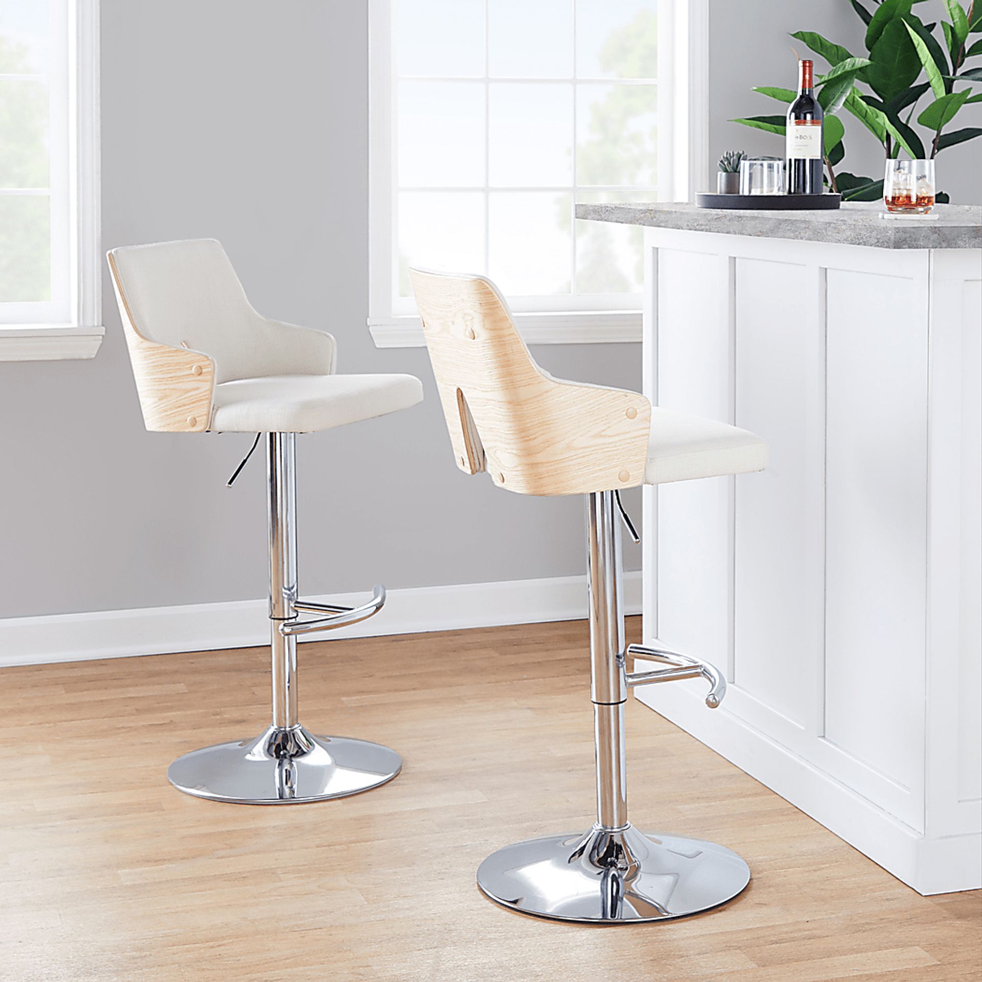 Zennia IV Cream Adjustable Barstool, Set of 2 - Image 9