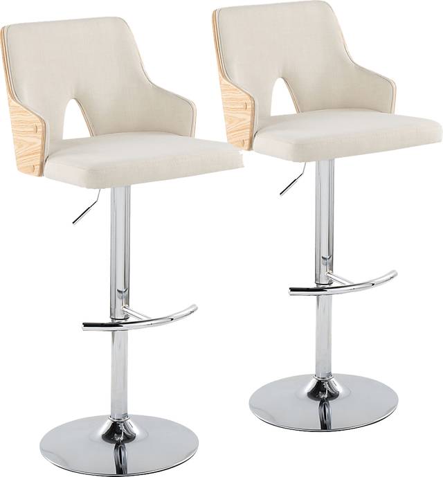 Zennia IV Cream Adjustable Barstool, Set of 2 - Thumbnail - Image 1