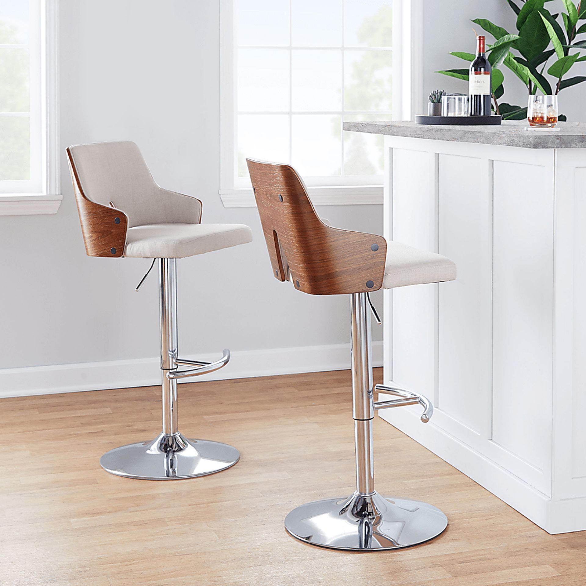Zennia IV Cream Adjustable Barstool, Set of 2 - Image 9