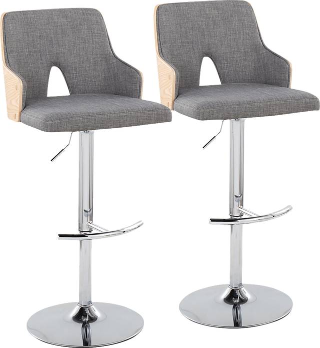 Zennia IV Gray Adjustable Barstool, Set of 2 - Thumbnail - Image 1
