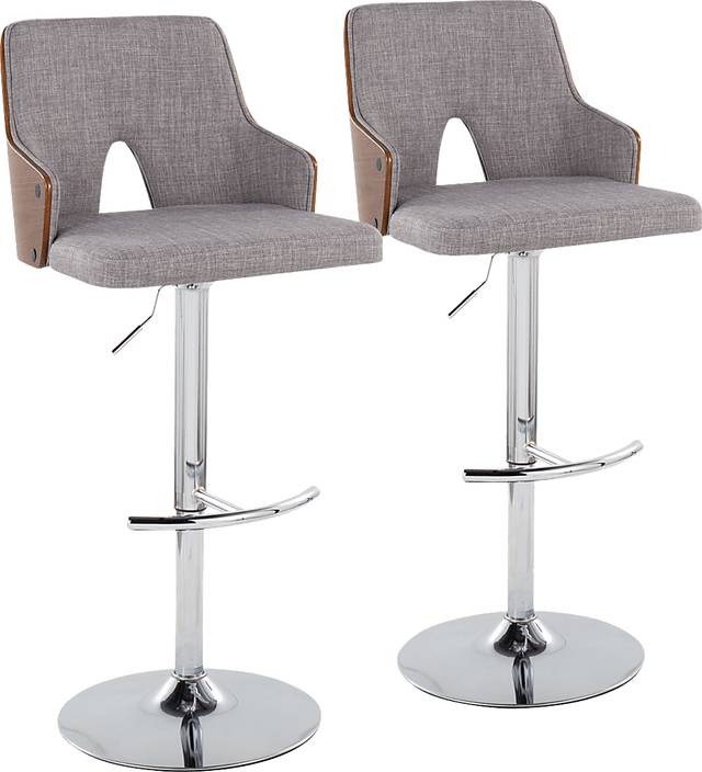Zennia IV Gray Adjustable Barstool, Set of 2 - Thumbnail - Image 1