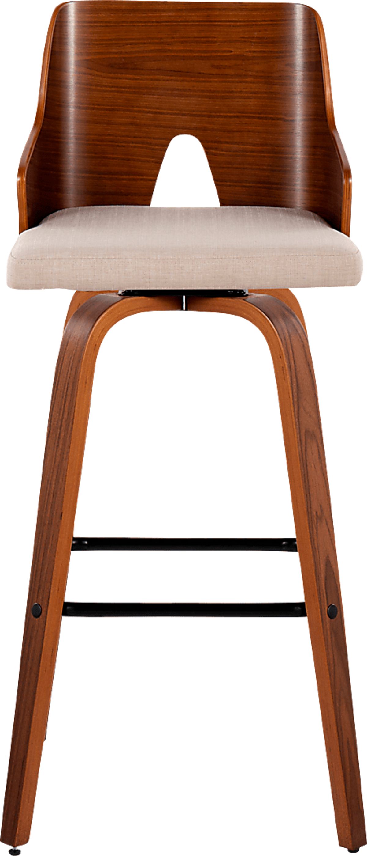 Seliva Barstool Chair Set of 2, Beige Fabric, Brown Wood main image 0