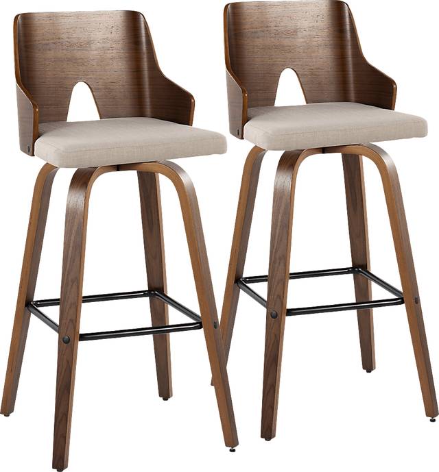Zennia V Beige Barstool, Set of 2 - Thumbnail - Image 1