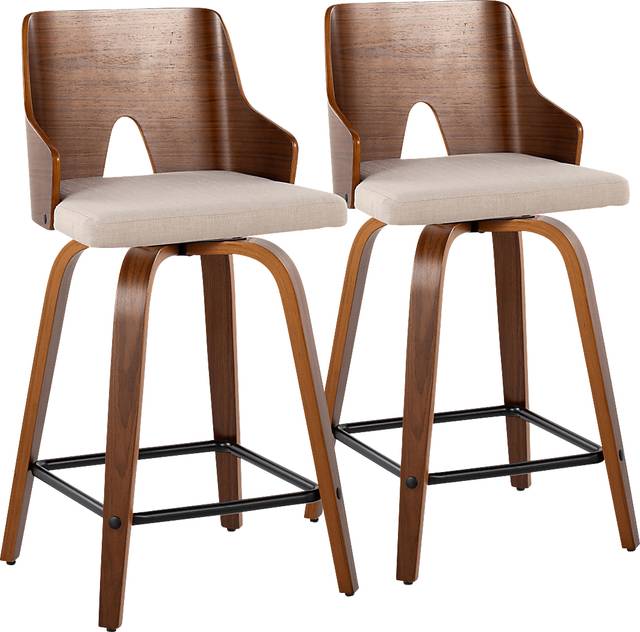 Zennia V Beige Counter Height Stool, Set of 2 - Thumbnail - Image 1