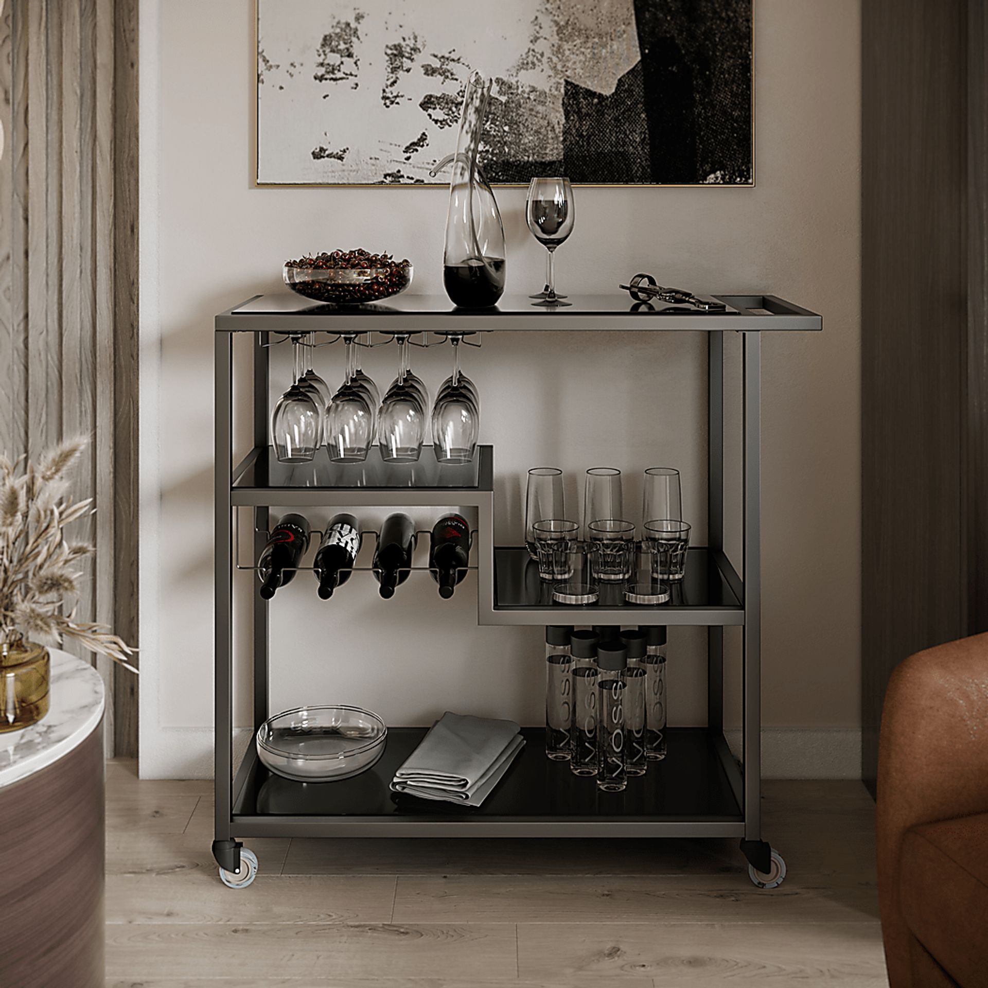 Zephs Black Bar Cart - Image 4