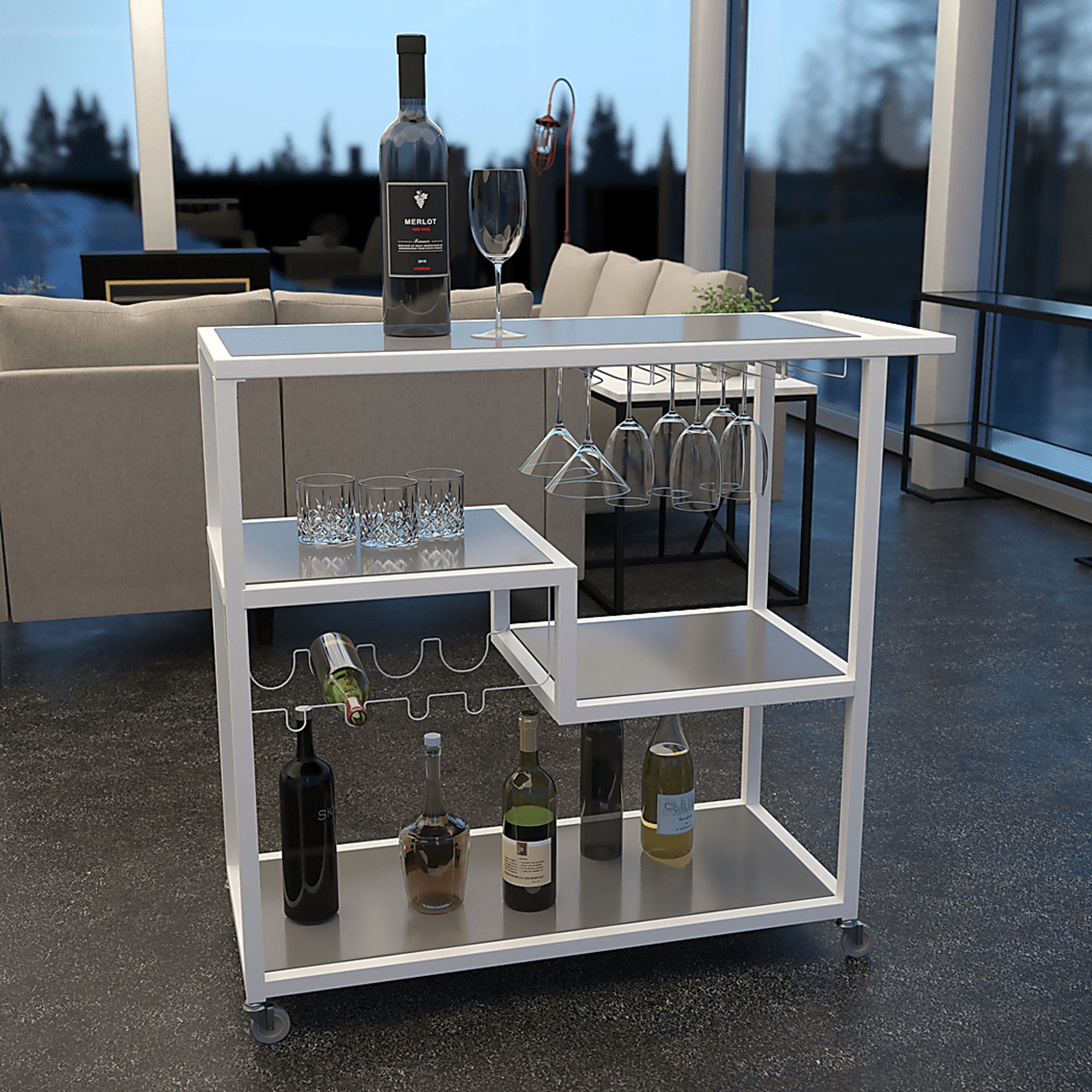 Zephs White Bar Cart - Image 3