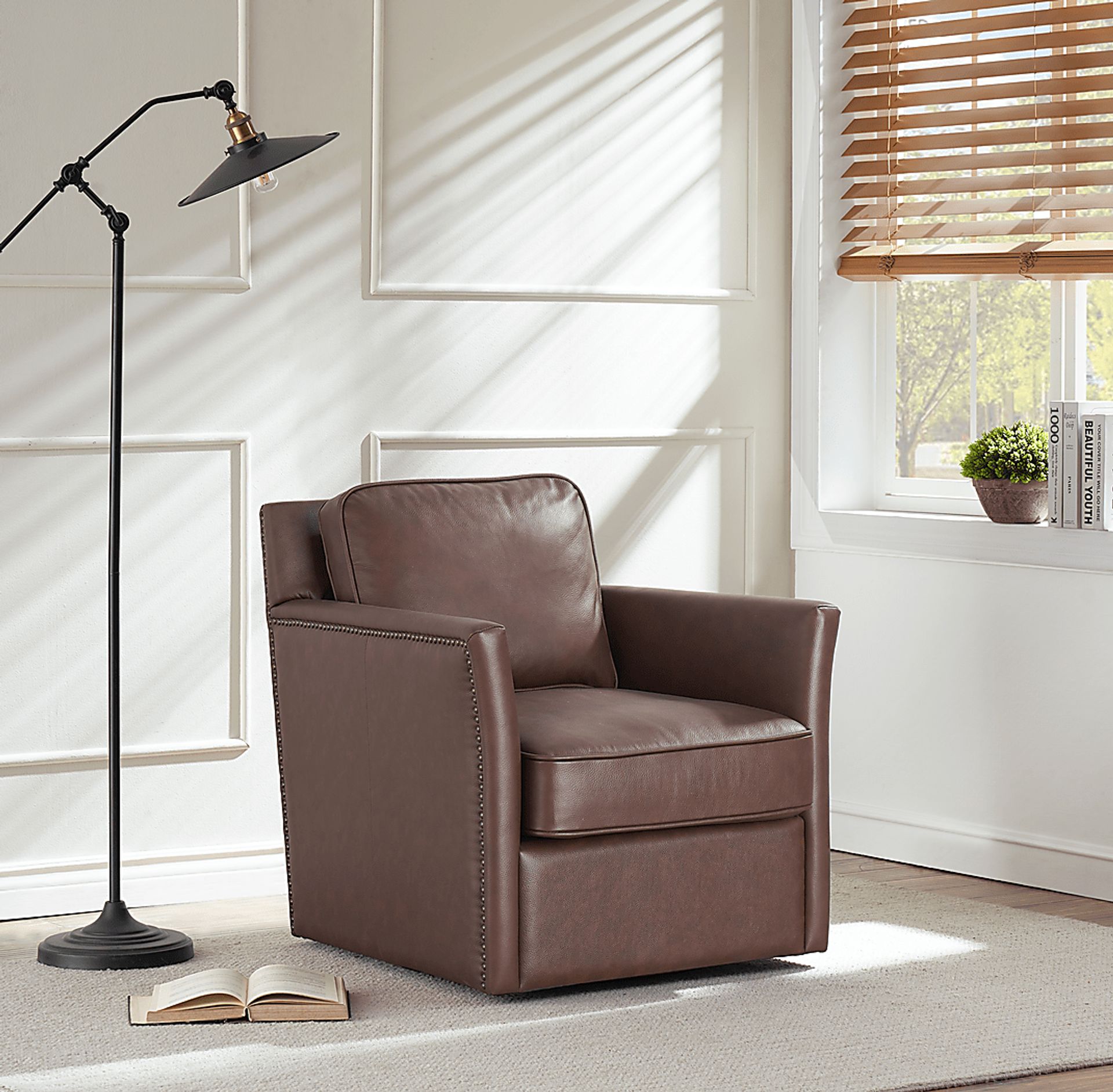 Zettle Brown Swivel Accent Chair - Image 2