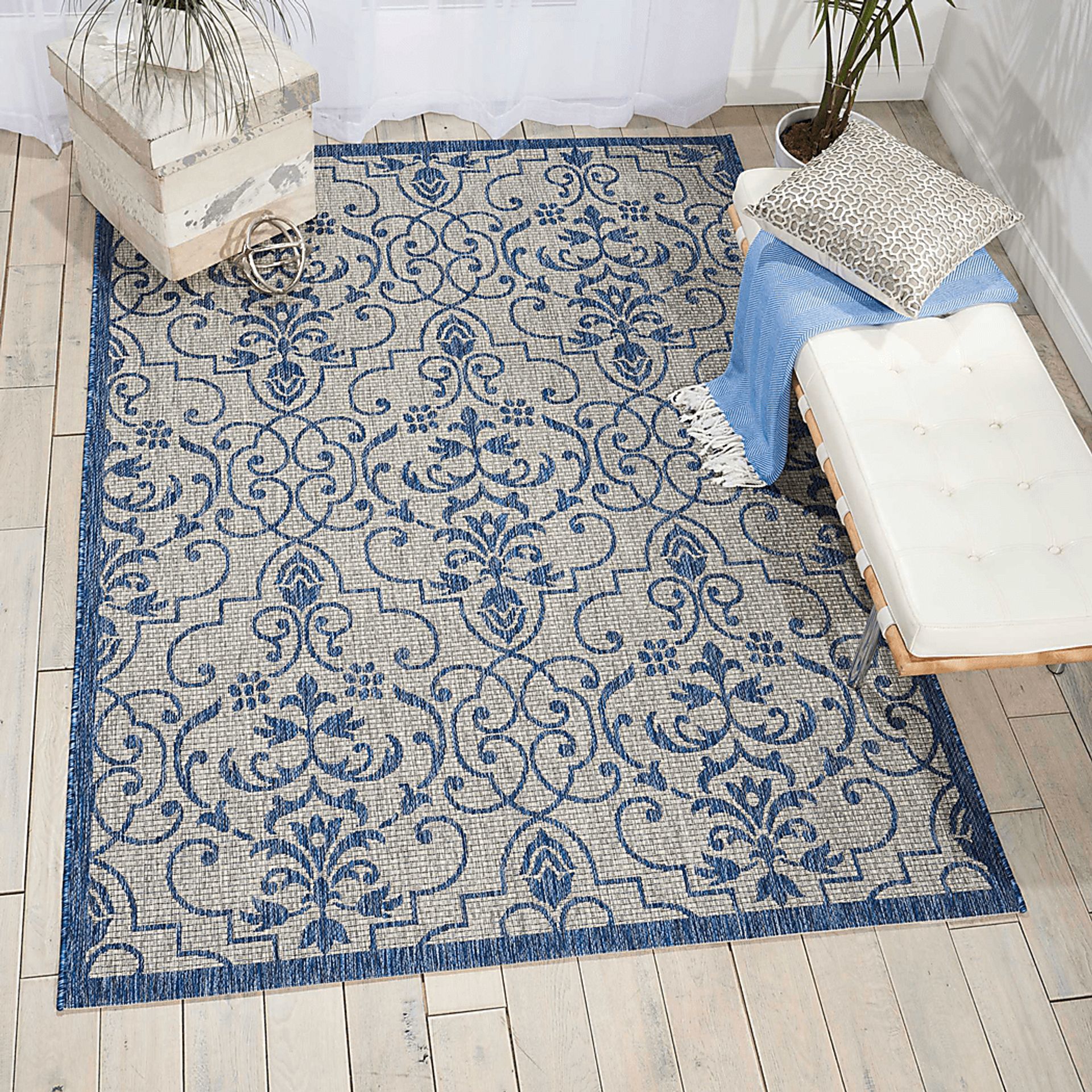 Zeyla Blue 5' x 7' Indoor/Outdoor Rug - Image 5