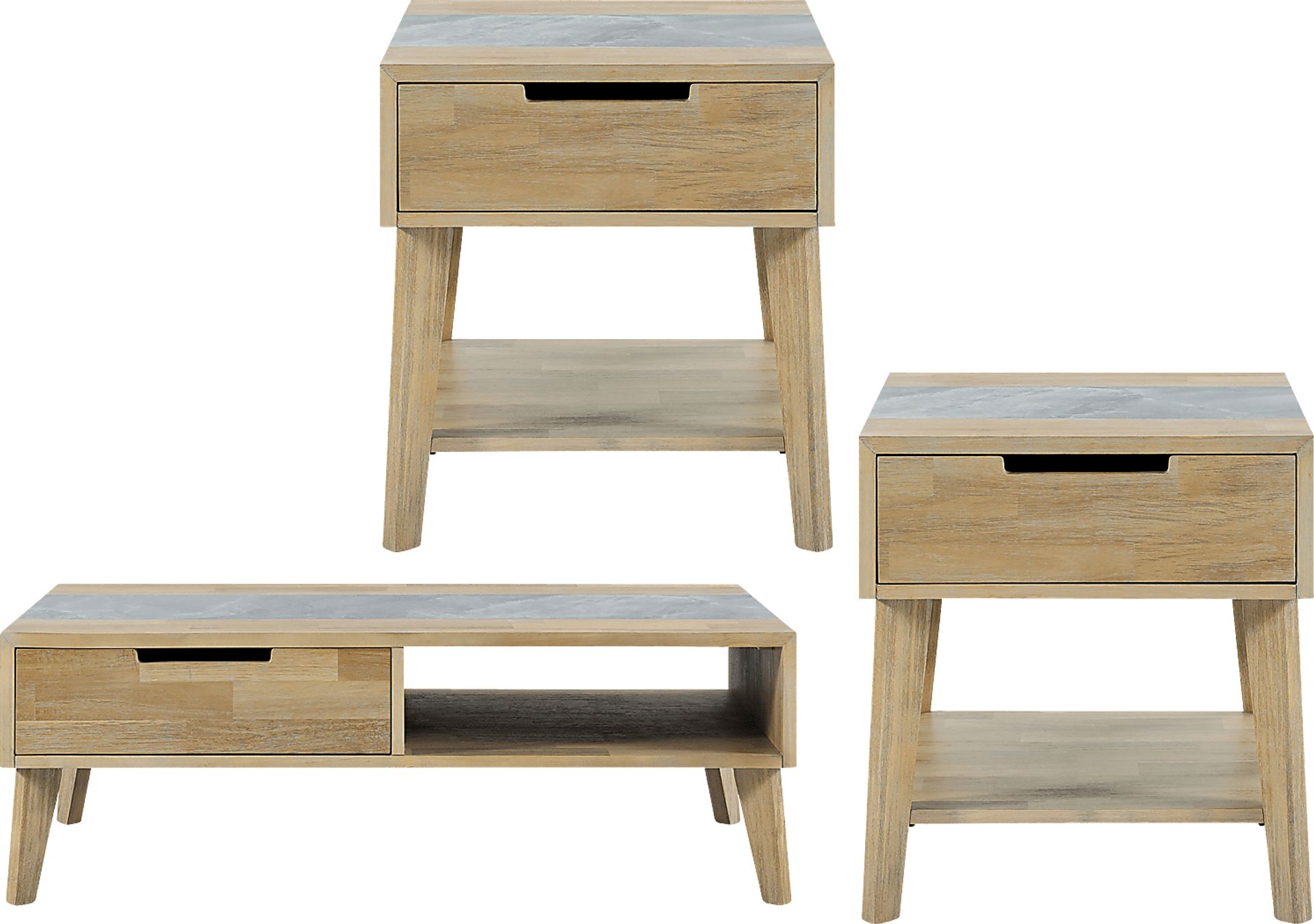 Zhane Natural 3 Pc Table Set - Image 1