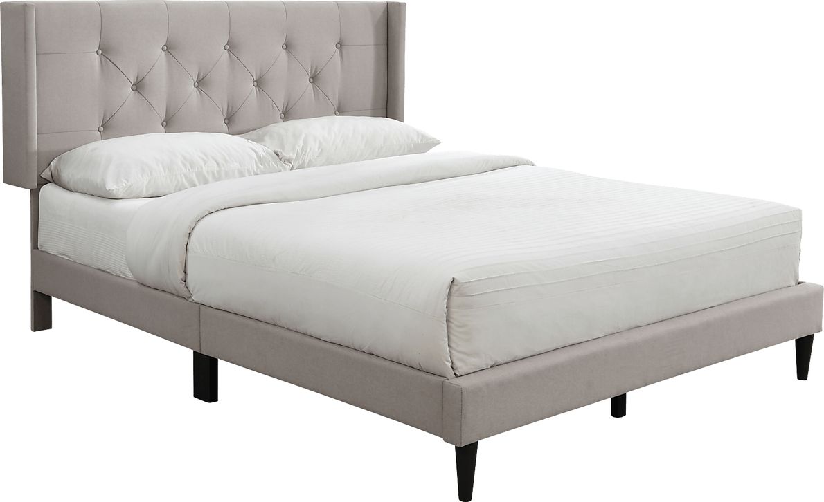 Zillesa Beige Wingback Upholstered Queen Bed