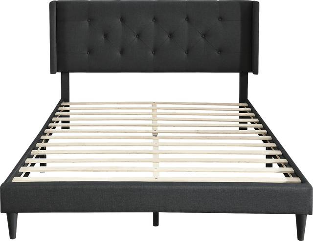 Zillesa Charcoal Wingback Upholstered Queen Bed - Thumbnail - Image 3